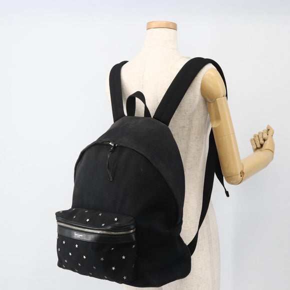 SAINT LAURENT Rucksack Canvas Schwarz Silber Auth bs34220