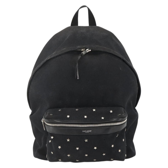 SAINT LAURENT Rucksack Canvas Schwarz Silber Auth bs34220