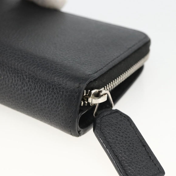 SAINT LAURENT Bifold Wallet Leather Black Silver Auth bs34223
