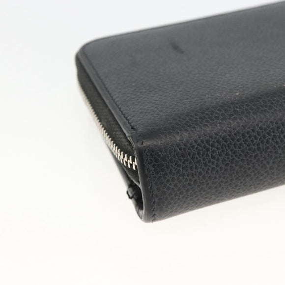 SAINT LAURENT Bifold Wallet Leather Black Silver Auth bs34223
