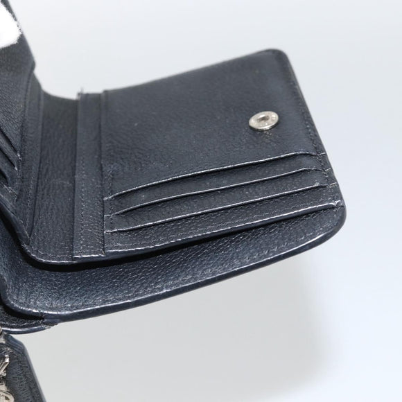 SAINT LAURENT Bifold Wallet Leather Black Silver Auth bs34223