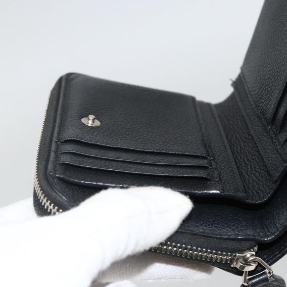SAINT LAURENT Bifold Wallet Leather Black Silver Auth bs34223