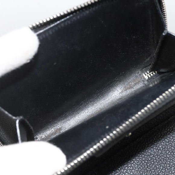 SAINT LAURENT Bifold Wallet Leather Black Silver Auth bs34223
