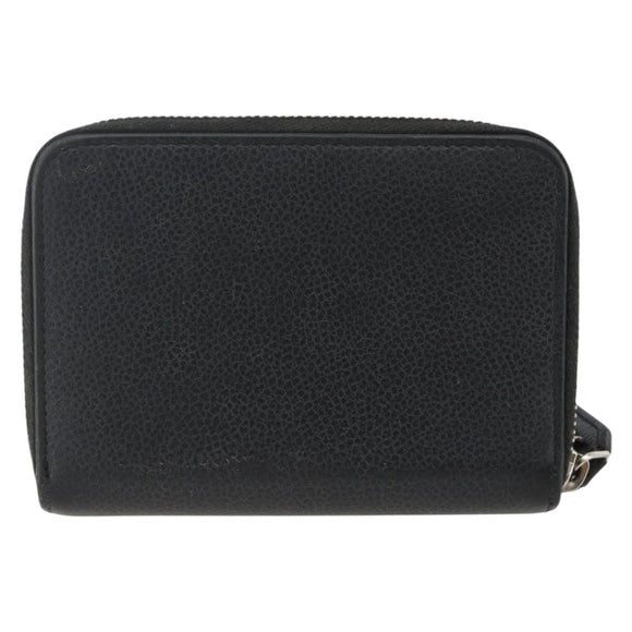 SAINT LAURENT Bifold Wallet Leather Black Silver Auth bs34223