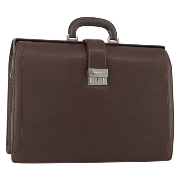 BURBERRY Business Bag Leather Brown Silver Auth bs34224