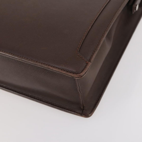 BURBERRY Business Bag Leather Brown Silver Auth bs34224