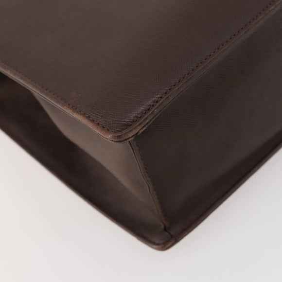 BURBERRY Business Bag Leather Brown Silver Auth bs34224