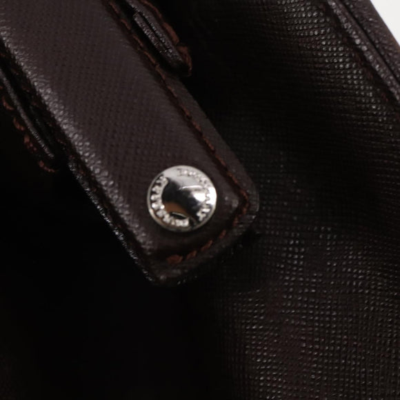 BURBERRY Business Bag Leather Brown Silver Auth bs34224