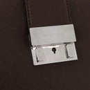 BURBERRY Business Bag Leather Brown Silver Auth bs34224-10