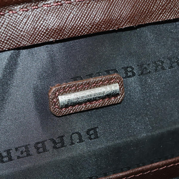 BURBERRY Business Bag Leather Brown Silver Auth bs34224