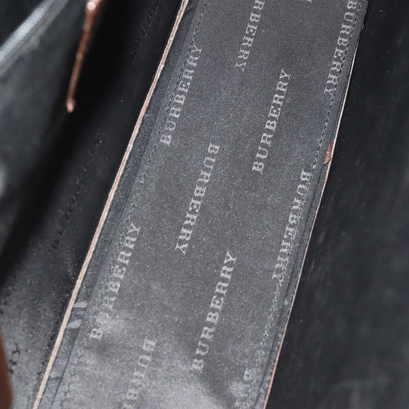 BURBERRY Business Bag Leather Brown Silver Auth bs34224