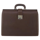 BURBERRY Business Bag Leather Brown Silver Auth bs34224-13