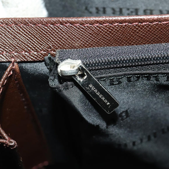 BURBERRY Business Bag Leather Brown Silver Auth bs34224
