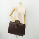 BURBERRY Business Bag Leather Brown Silver Auth bs34224-22
