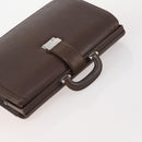 BURBERRY Business Bag Leather Brown Silver Auth bs34224-6