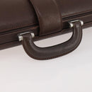 BURBERRY Business Bag Leather Brown Silver Auth bs34224-7