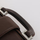 BURBERRY Business Bag Leather Brown Silver Auth bs34224-8