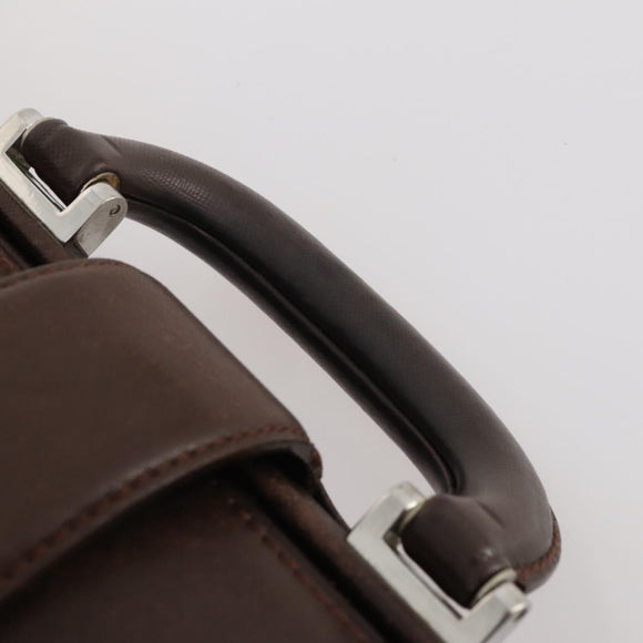 BURBERRY Business Bag Leather Brown Silver Auth bs34224