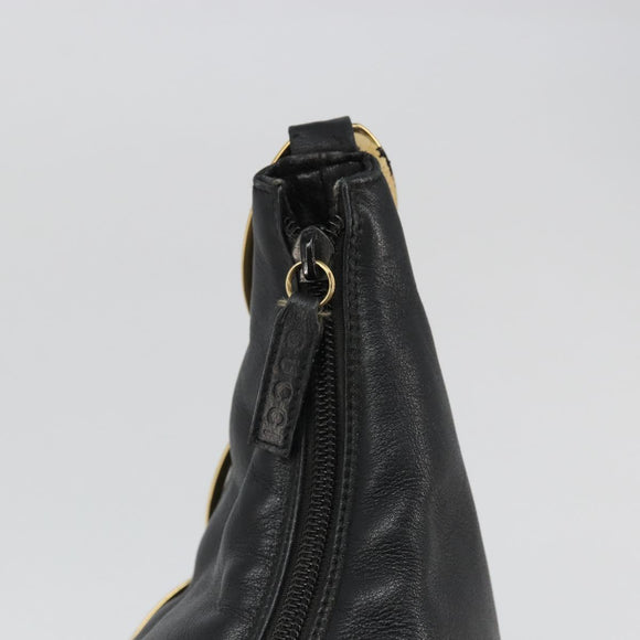 GUCCI Shoulder Bag Leather Black Gold 001 1998 1805 Auth bs34225