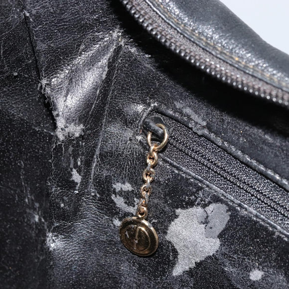 GUCCI Shoulder Bag Leather Black Gold 001 1998 1805 Auth bs34225