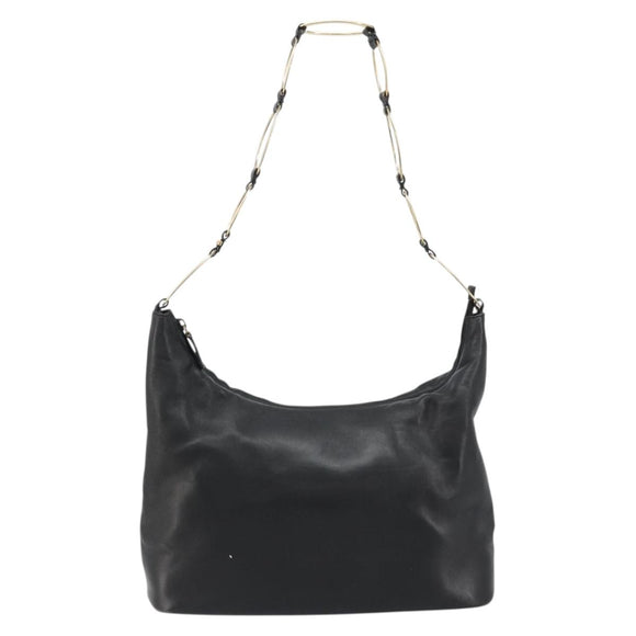 GUCCI Shoulder Bag Leather Black Gold 001 1998 1805 Auth bs34225