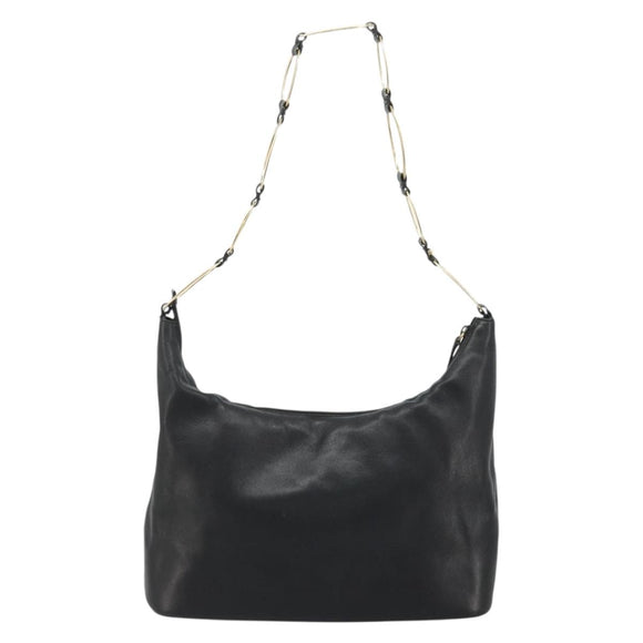 GUCCI Shoulder Bag Leather Black Gold 001 1998 1805 Auth bs34225