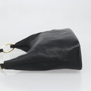 GUCCI Shoulder Bag Leather Black Gold 001 1998 1805 Auth bs34225-4