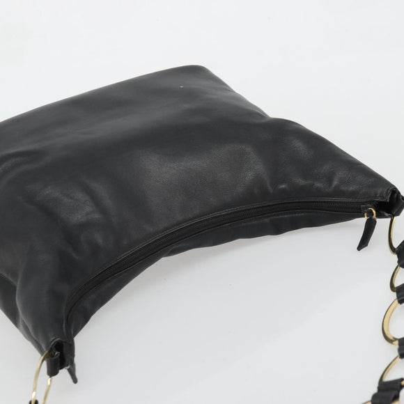 GUCCI Shoulder Bag Leather Black Gold 001 1998 1805 Auth bs34225