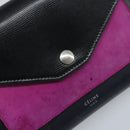 CELINE Chain Shoulder Bag Leather Navy Silver Auth bs34226-18
