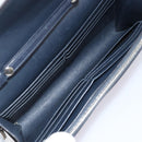 CELINE Chain Shoulder Bag Leather Navy Silver Auth bs34226-10