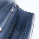CELINE Chain Shoulder Bag Leather Navy Silver Auth bs34226-19