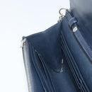 CELINE Chain Shoulder Bag Leather Navy Silver Auth bs34226-20