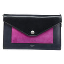 CELINE Chain Shoulder Bag Leather Navy Silver Auth bs34226-13