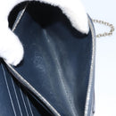 CELINE Chain Shoulder Bag Leather Navy Silver Auth bs34226-11