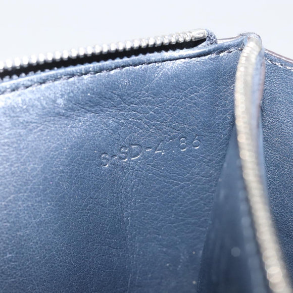 CELINE Chain Shoulder Bag Leather Navy Silver Auth bs34226