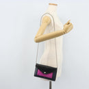 CELINE Chain Shoulder Bag Leather Navy Silver Auth bs34226-24