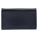 CELINE Chain Shoulder Bag Leather Navy Silver Auth bs34226-2