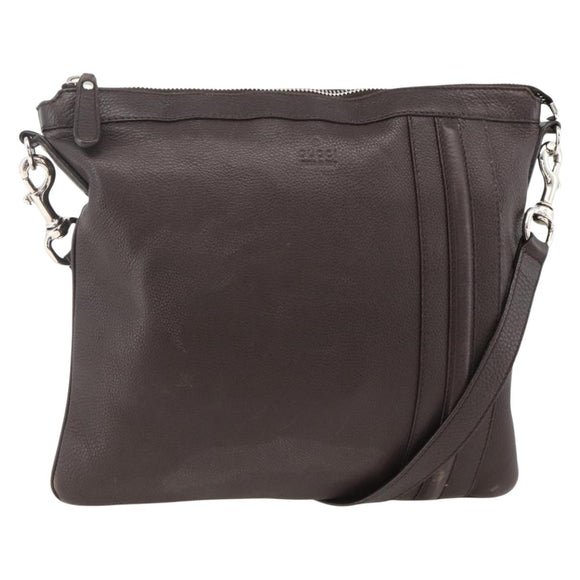 GUCCI Shoulder Bag Leather Brown Silver 233329 Auth bs34228