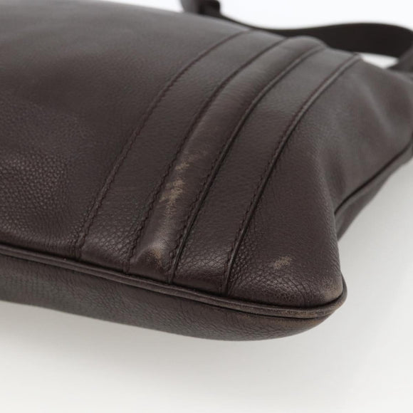 GUCCI Shoulder Bag Leather Brown Silver 233329 Auth bs34228