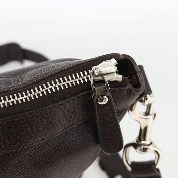 GUCCI Shoulder Bag Leather Brown Silver 233329 Auth bs34228