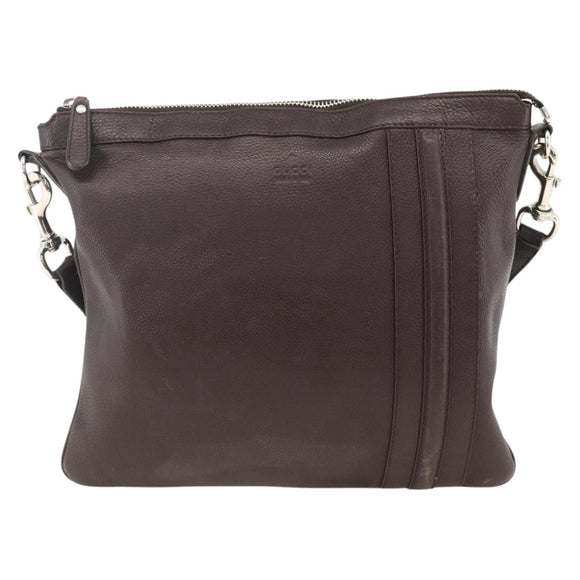 GUCCI Shoulder Bag Leather Brown Silver 233329 Auth bs34228