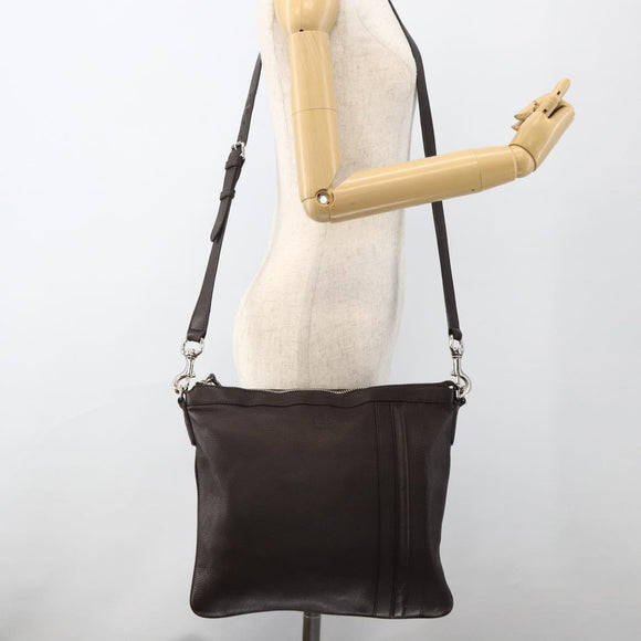 GUCCI Shoulder Bag Leather Brown Silver 233329 Auth bs34228