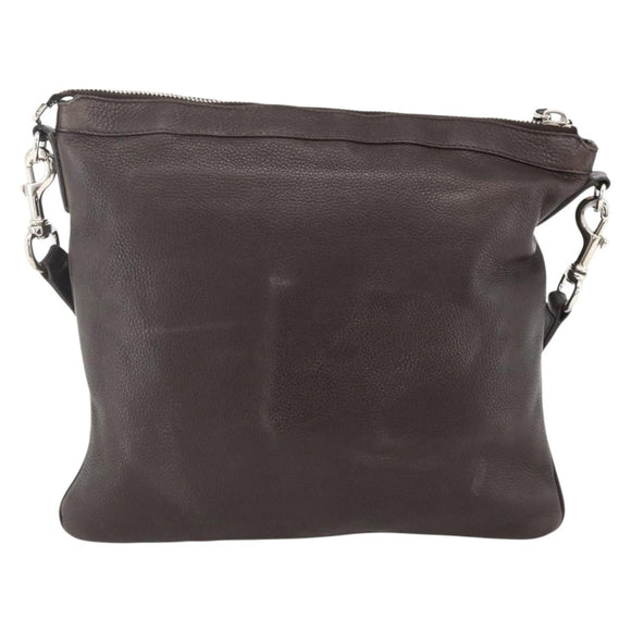 GUCCI Shoulder Bag Leather Brown Silver 233329 Auth bs34228