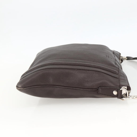 GUCCI Shoulder Bag Leather Brown Silver 233329 Auth bs34228