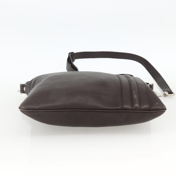 GUCCI Shoulder Bag Leather Brown Silver 233329 Auth bs34228