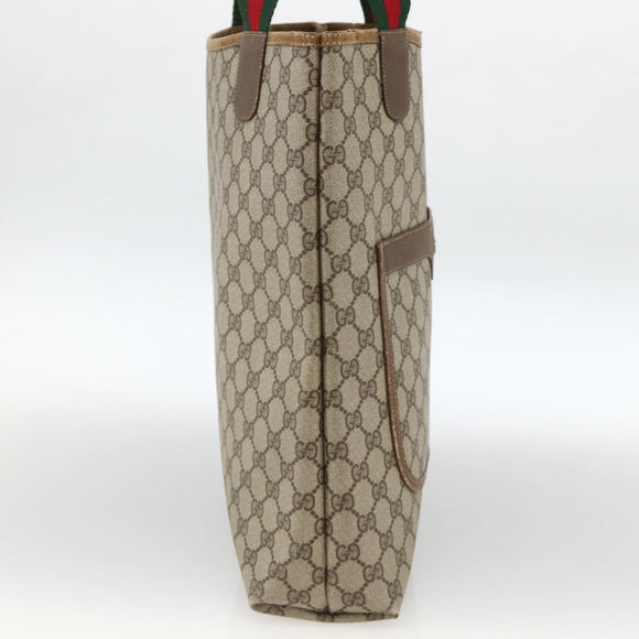 GUCCI GG Supreme Web Sherry Line Tote Bag PVC Beige 39 02 003 Auth bs34229