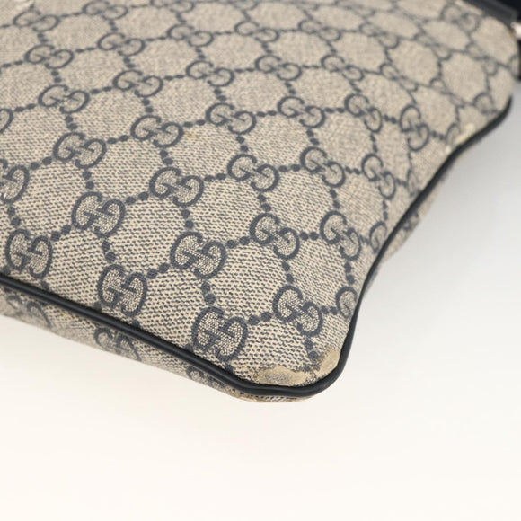 GUCCI GG Supreme Shoulder Bag PVC Navy Silver 201538 Auth bs34231