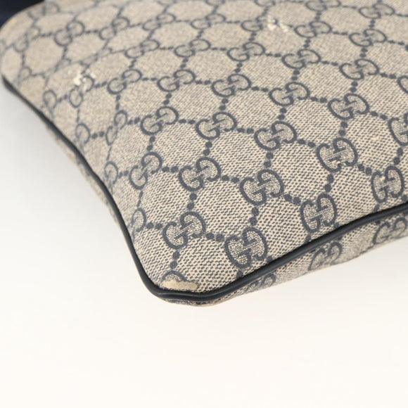 GUCCI GG Supreme Shoulder Bag PVC Navy Silver 201538 Auth bs34231
