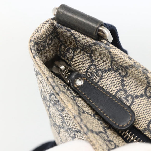 GUCCI GG Supreme Shoulder Bag PVC Navy Silver 201538 Auth bs34231