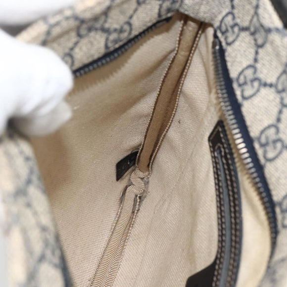 GUCCI GG Supreme Shoulder Bag PVC Navy Silver 201538 Auth bs34231